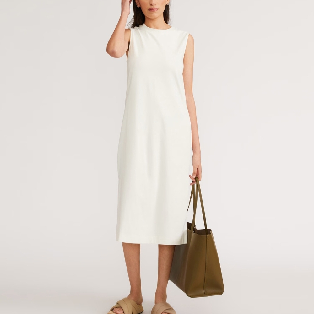 Everlane Cream Sleeveless Tshirt Midi Dress